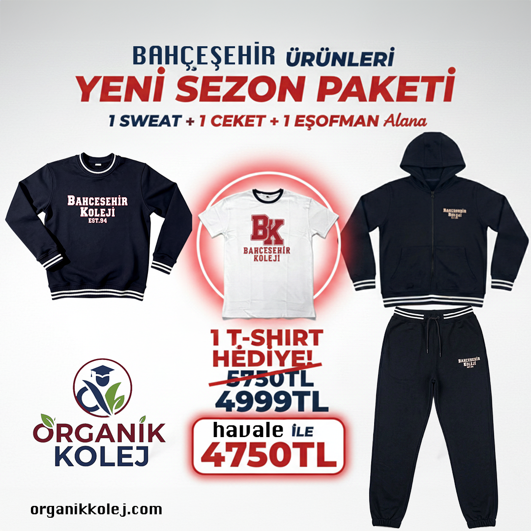 3lü Bahçeşehir Yeni Sezon Kış Paketi Tişört Hediyeli
