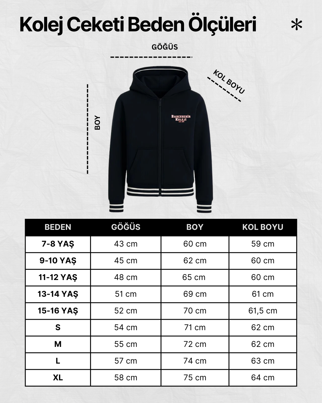 Bahçeşehir Kolej Ceketi/Eşofman Üstü Yeni Sezon 3 iplik