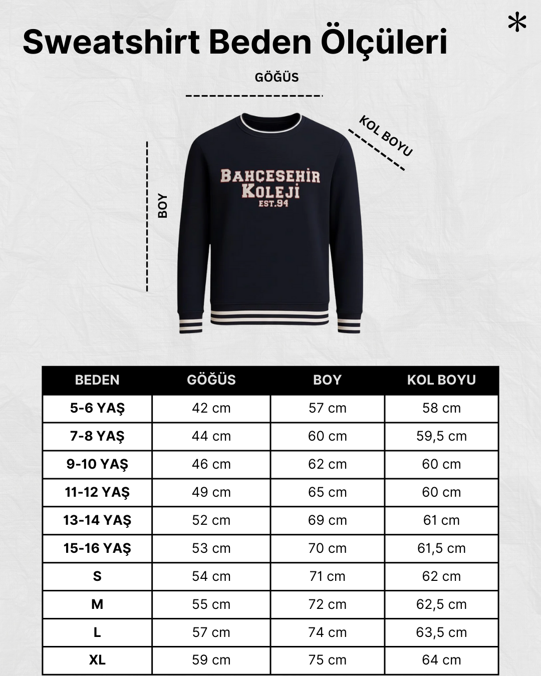 Bahçeşehir koleji yeni sezon sweat beden